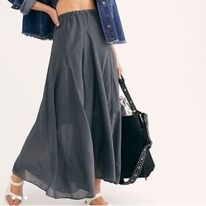 [CP Shades] Lily Cotton Silk Maxi Skirt in Slate